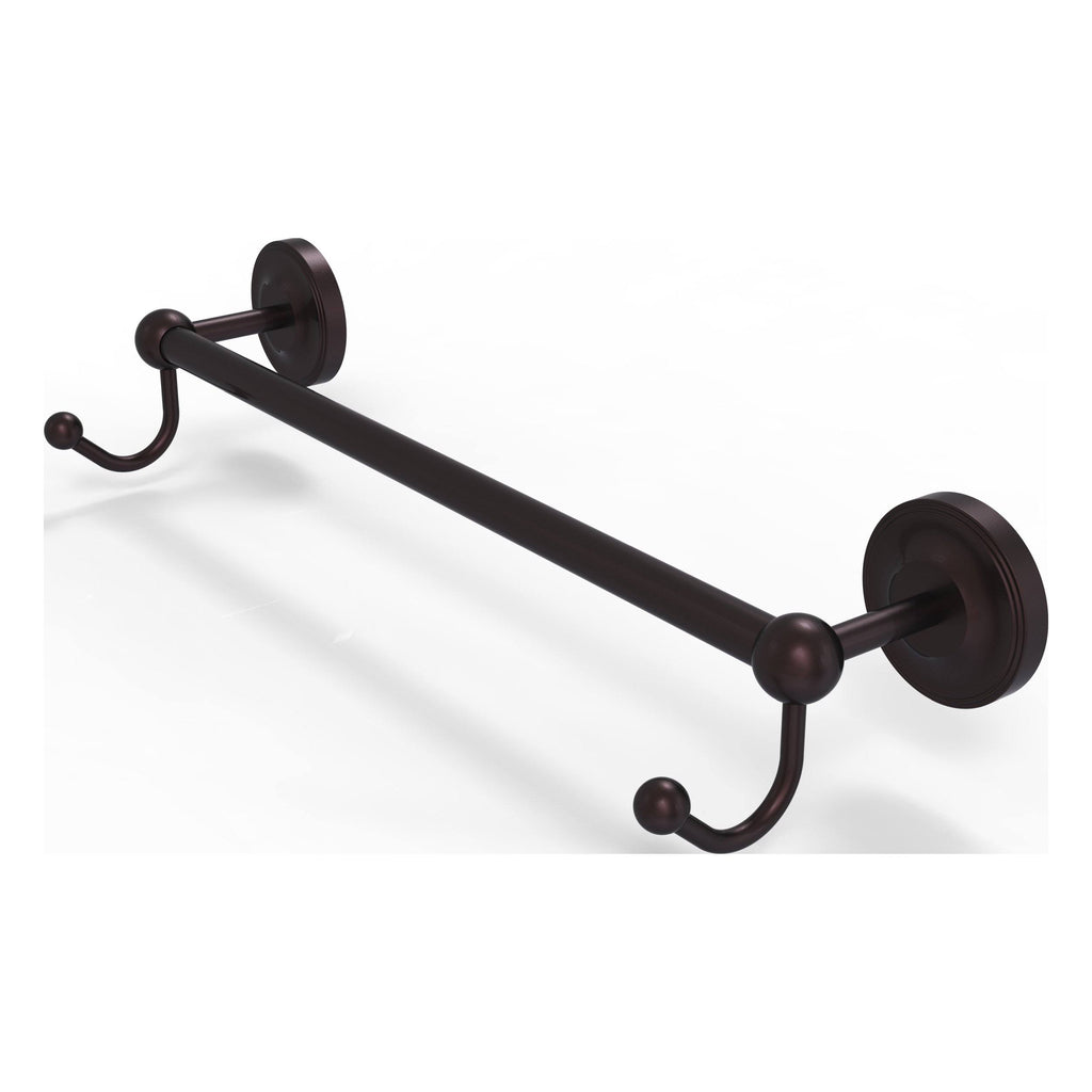 Antique Bronze 18 inch Towel Bar with Integrated Hooks W2395