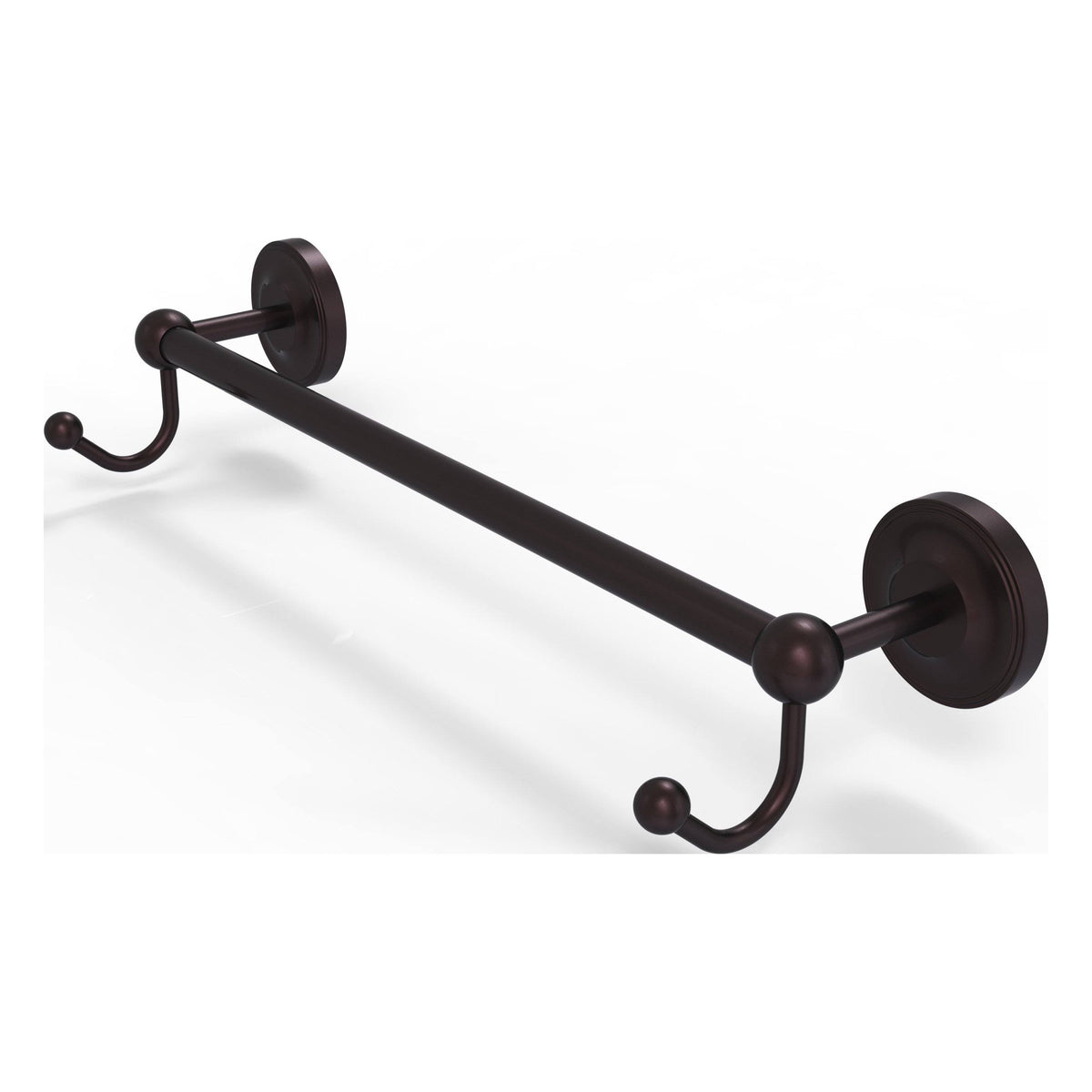 Antique Bronze 18 inch Towel Bar with Integrated Hooks W2395