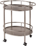 Gold Oval Kitchen Bar Cart with 2 Glass Shelves E955