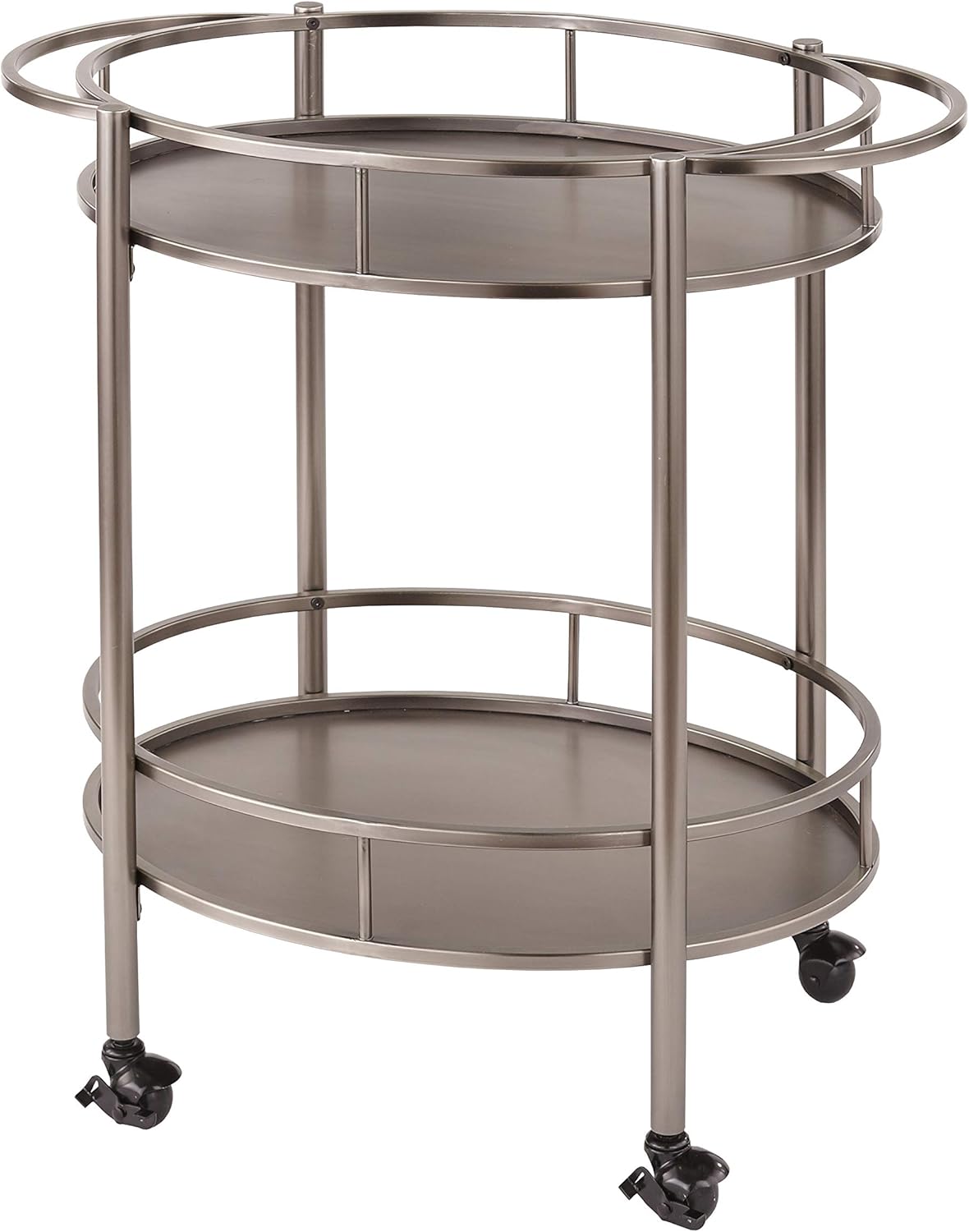 Gold Oval Kitchen Bar Cart with 2 Glass Shelves E955