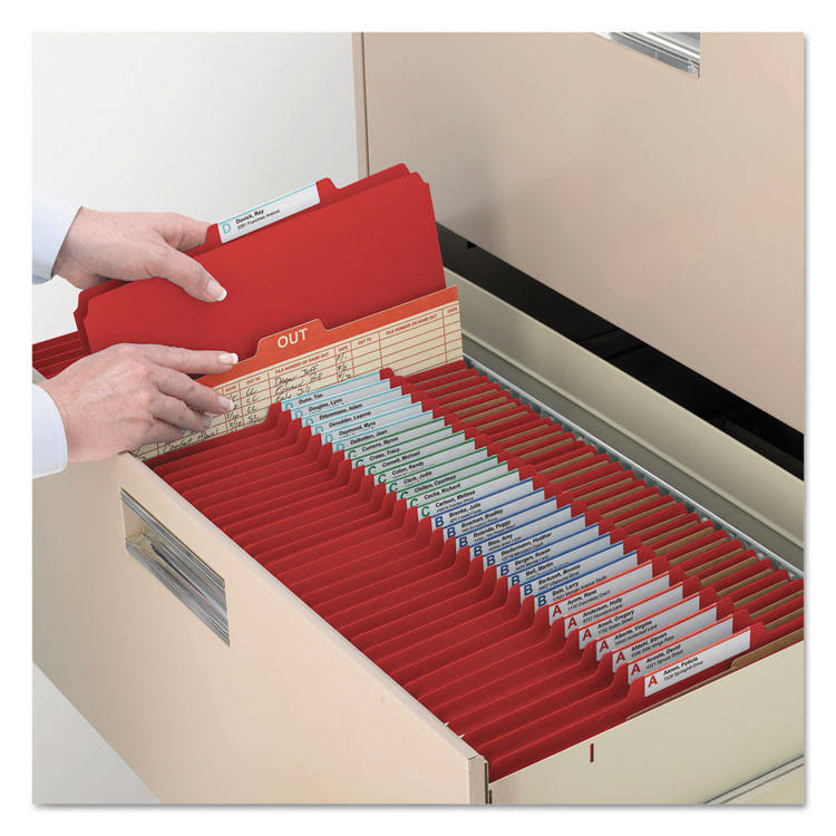 Bright Red Letter Size Classification Folders with Fasteners, 10/Box X8707