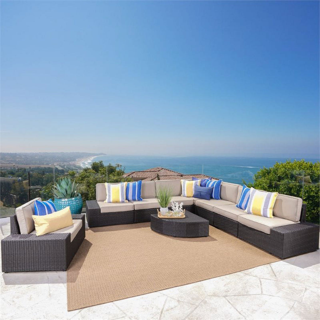 9 Piece Outdoor Wicker Sectional Sofa Set F50204