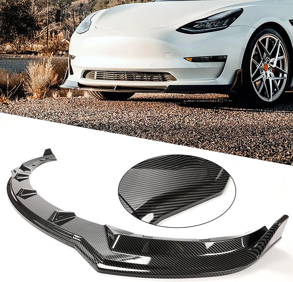 Carbon Fiber Printing Front Bumper Lower Lip Splitter Kit 3PCS D8060