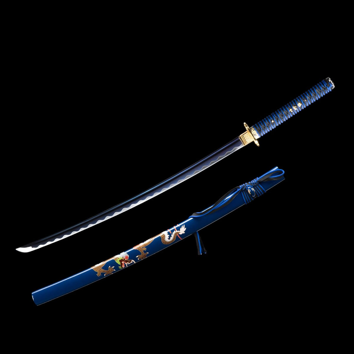 Blue Hand Forged Clay Tempered High Carbon Steel Katana B9655