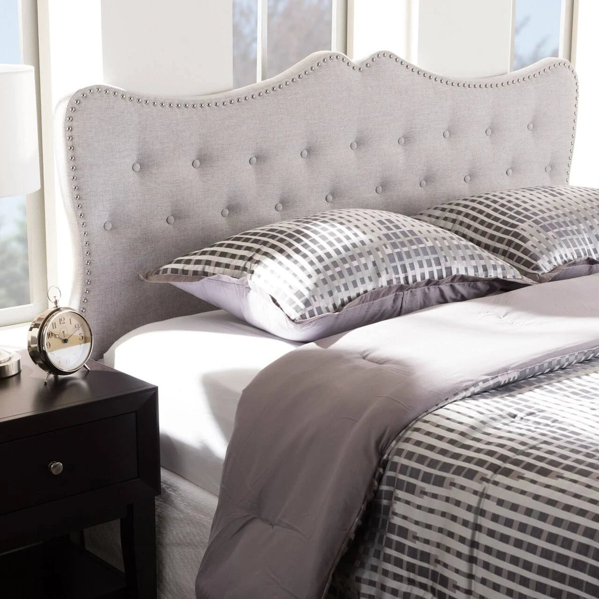 Greyish Beige Fabric Twin Headboard F621
