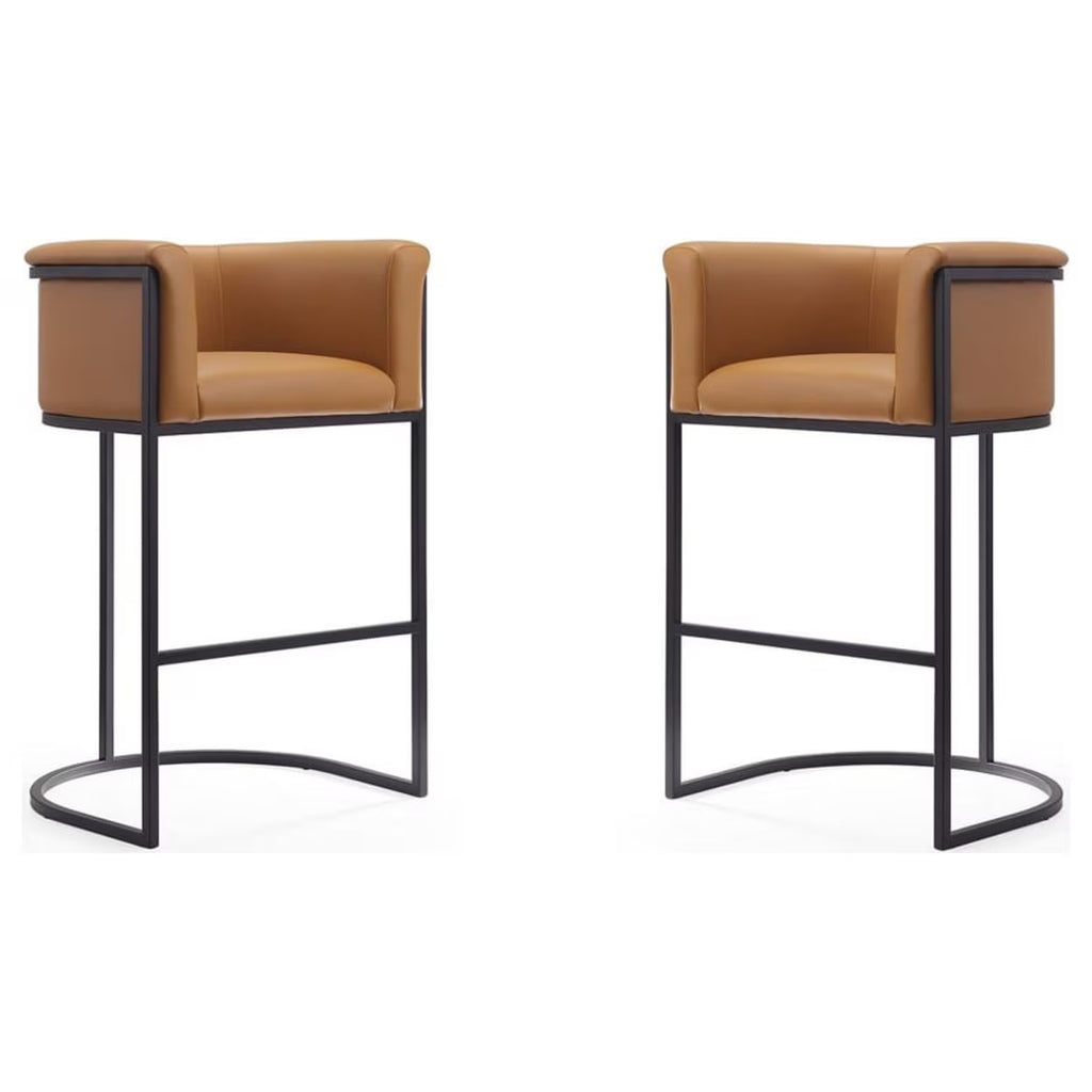 Camel and Black Metal Barstool Set of 2 H493649