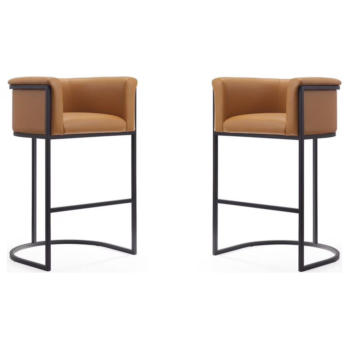 Camel and Black Metal Barstool Set of 2 H493649