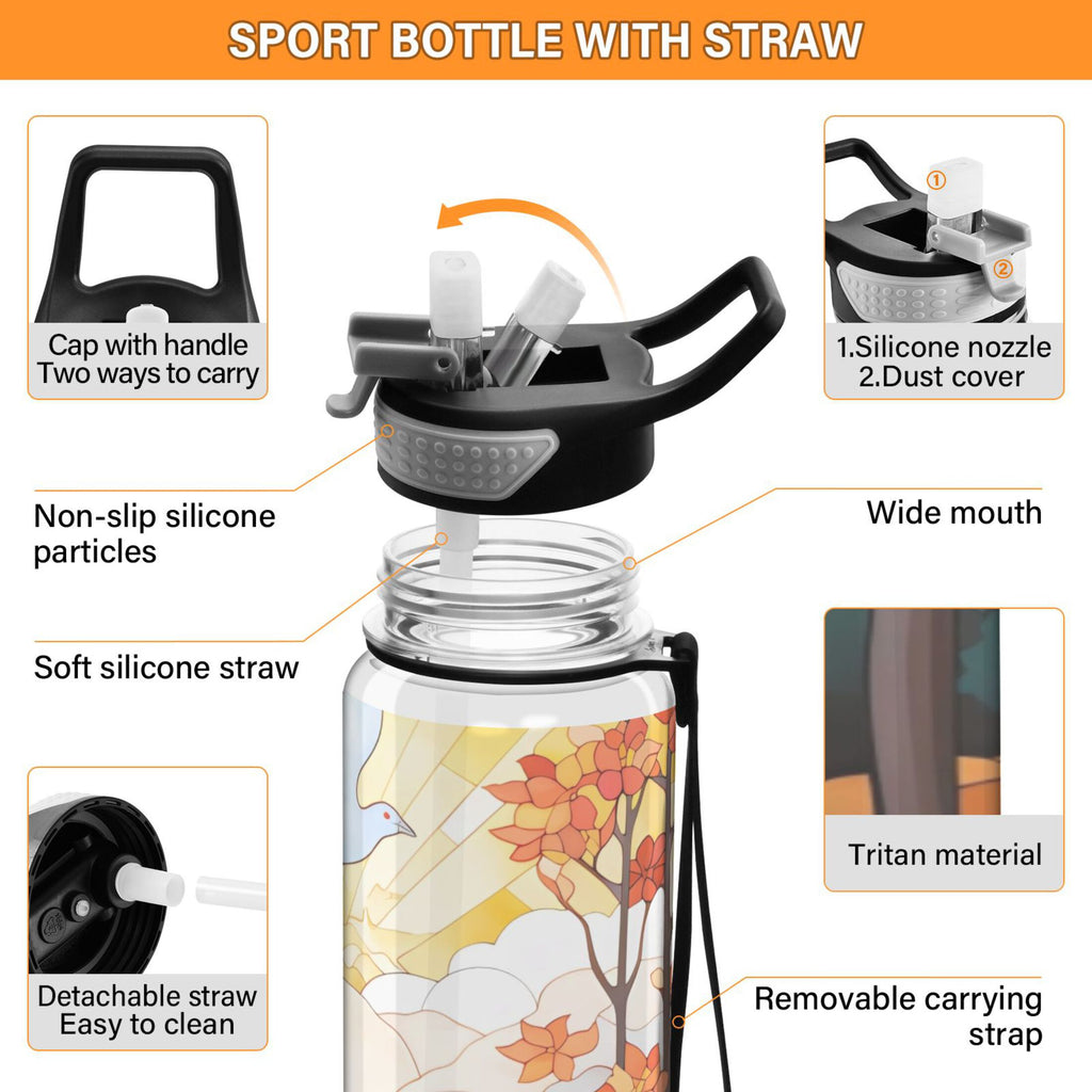 32oz Tritan Leakproof Clear Water Bottle with Straw N19313