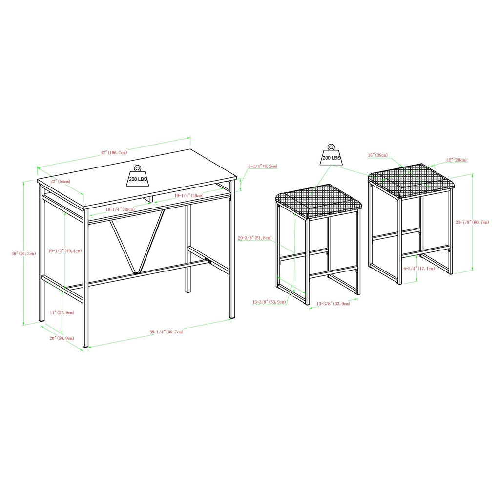 Rustic Oak 3-Piece Counter Height Dining Set M3786