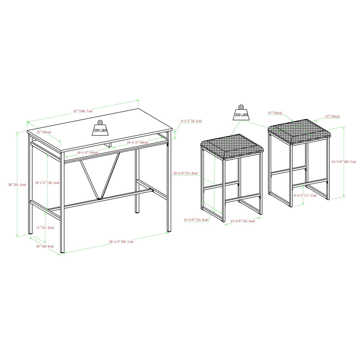 Rustic Oak 3-Piece Counter Height Dining Set M3786