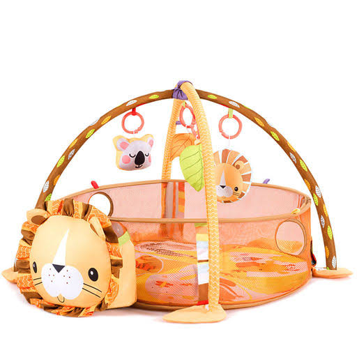 3 in 1 Cartoon Lion Baby Infant Activity Gym Play Mat with Hanging Toys Ocean Ball L12355