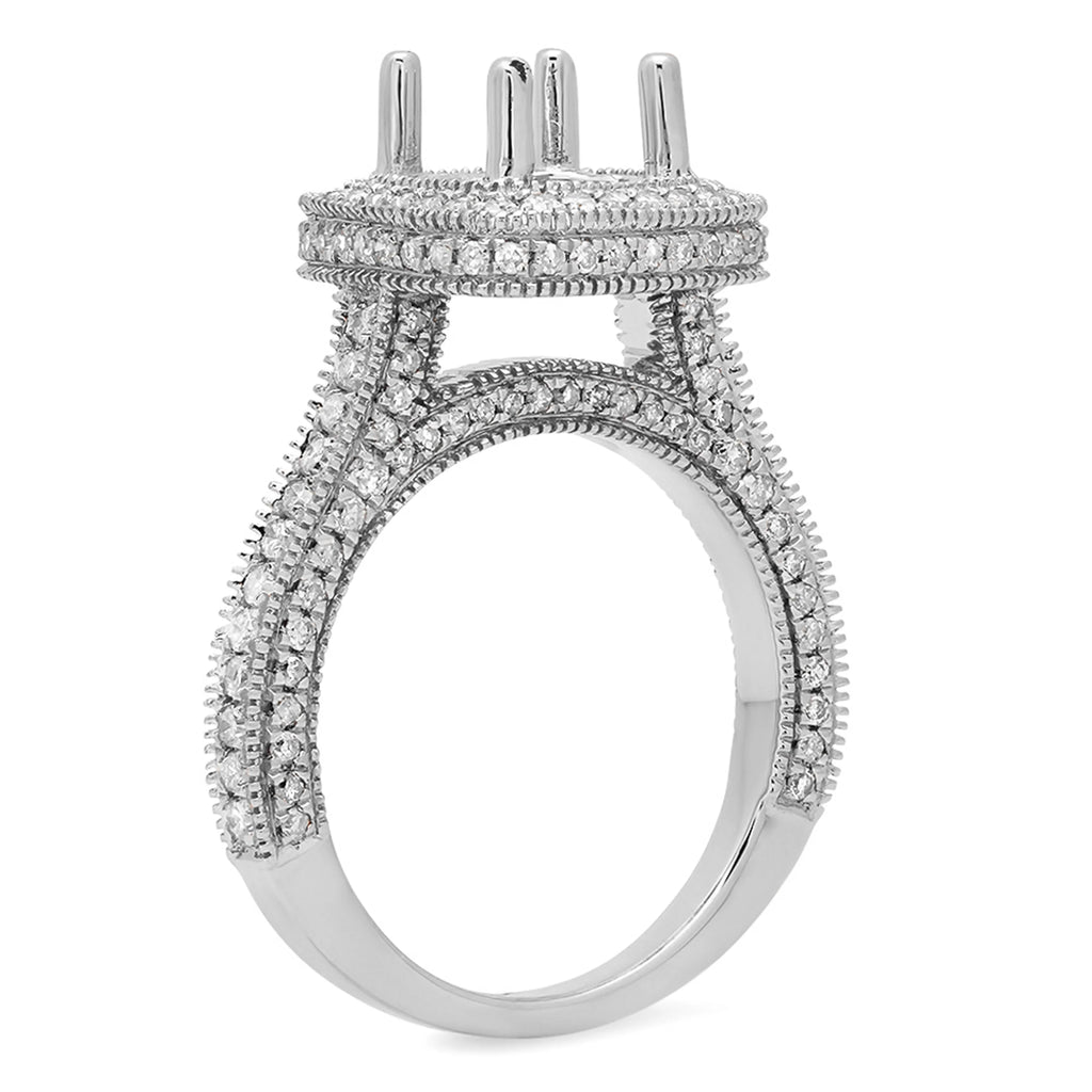 0.90 Carat 10K White Gold Round White Diamond Semi Mount Engagement Ring C679667