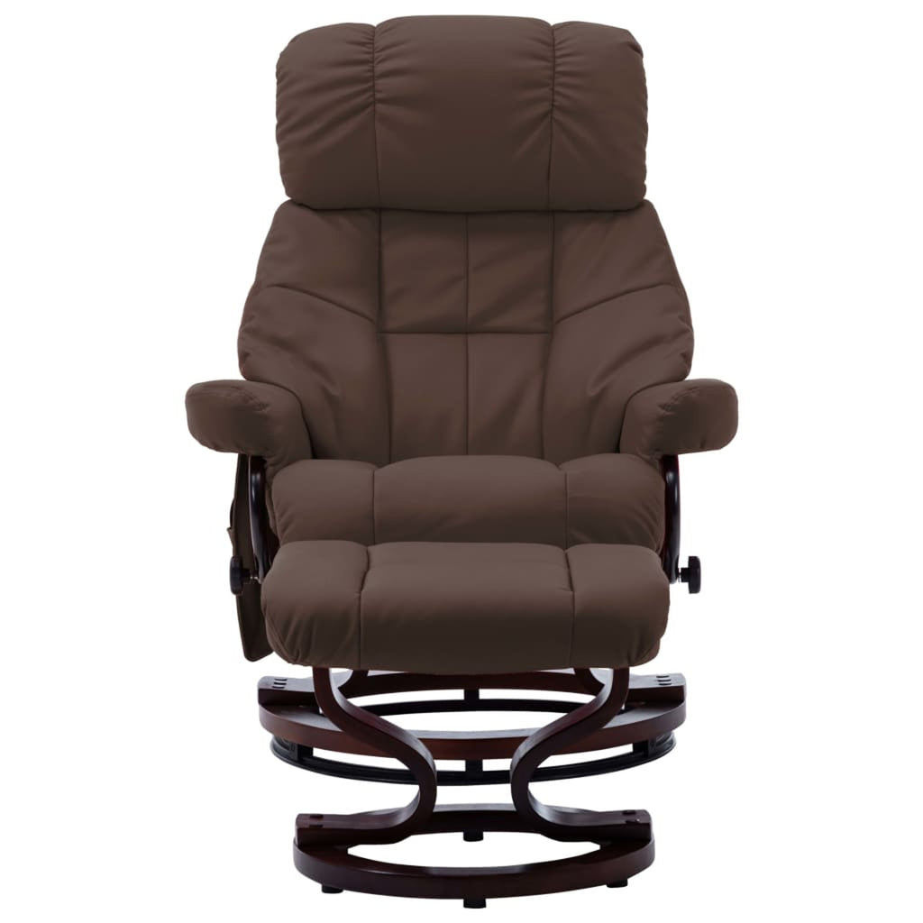 Brown Faux Leather Massage Recliner with Ottoman Z935