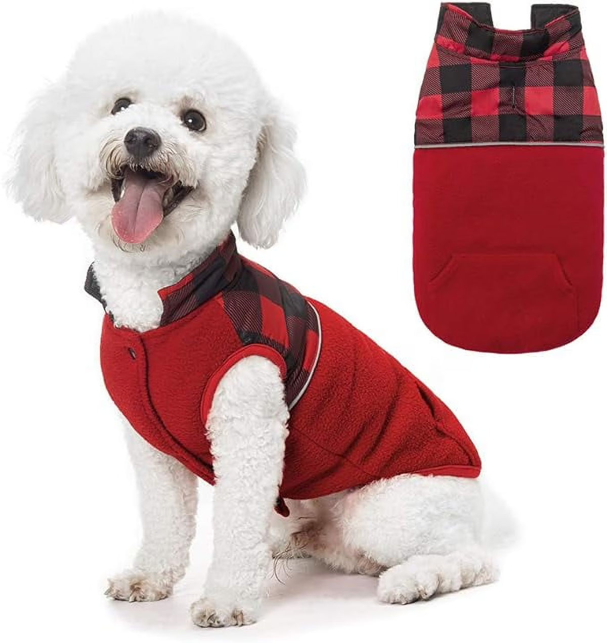 Reversible Polar Fleece Dog Vest Winter Coat with Water-Proof Side X750