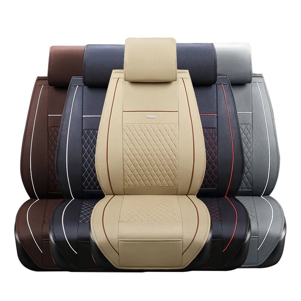 Leather Car Seat Cover Full Set Front Rear Z676