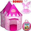 5-Piece Princess Castle Play Tent with Glow in The Dark Stars & Butterfly Dress Up Costume C797496