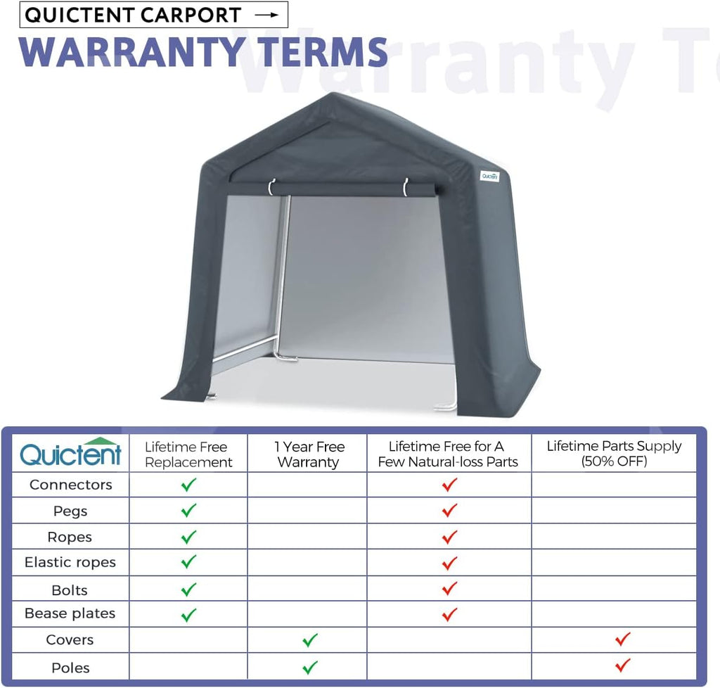 Gray 6x6 ft Portable Garage Shelter Outdoor Storage Shed Car Canopy Carport O869