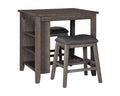 Counter Height Dining Table and Bar Stools Set of 3 Gray K2988