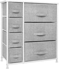 7 Drawer Gray White Fabric Dresser with Steel Frame N6131