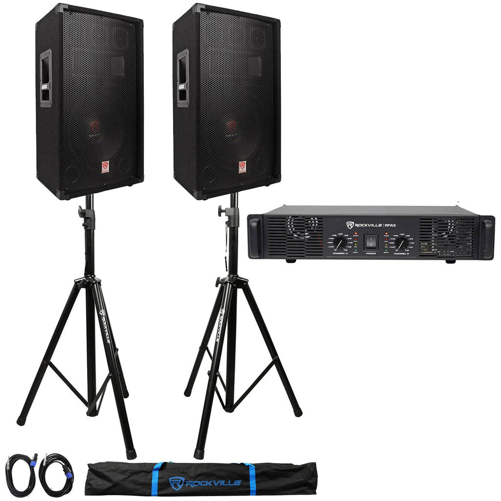 1000W DJ Speakers with Amplifier Stands Cables Bag K59966