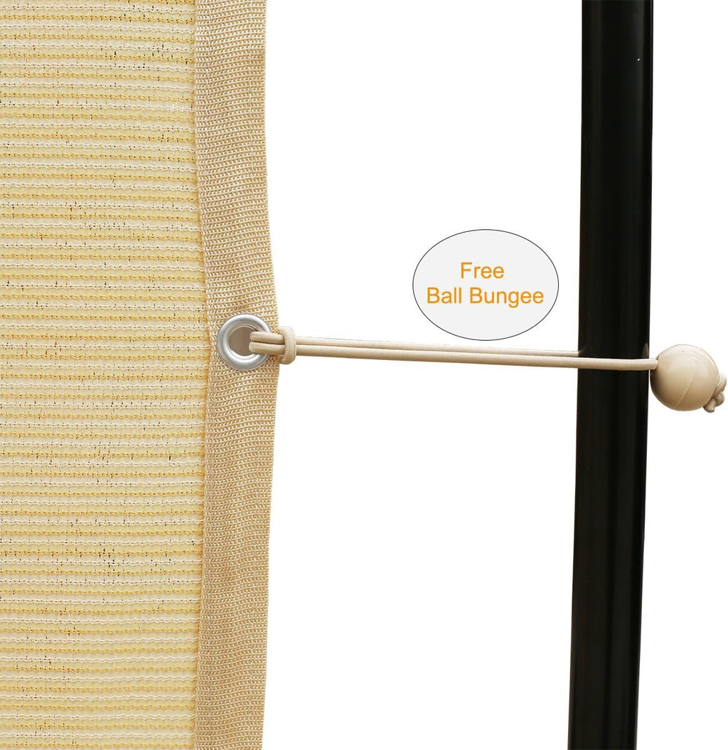 90% Shade Fabric Sun Shade Cloth Taped Edge with Grommets 12’ x 20’, Wheat J63702