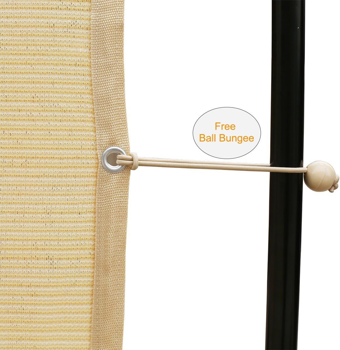 90% Shade Fabric Sun Shade Cloth Taped Edge with Grommets 12’ x 20’, Wheat J63702