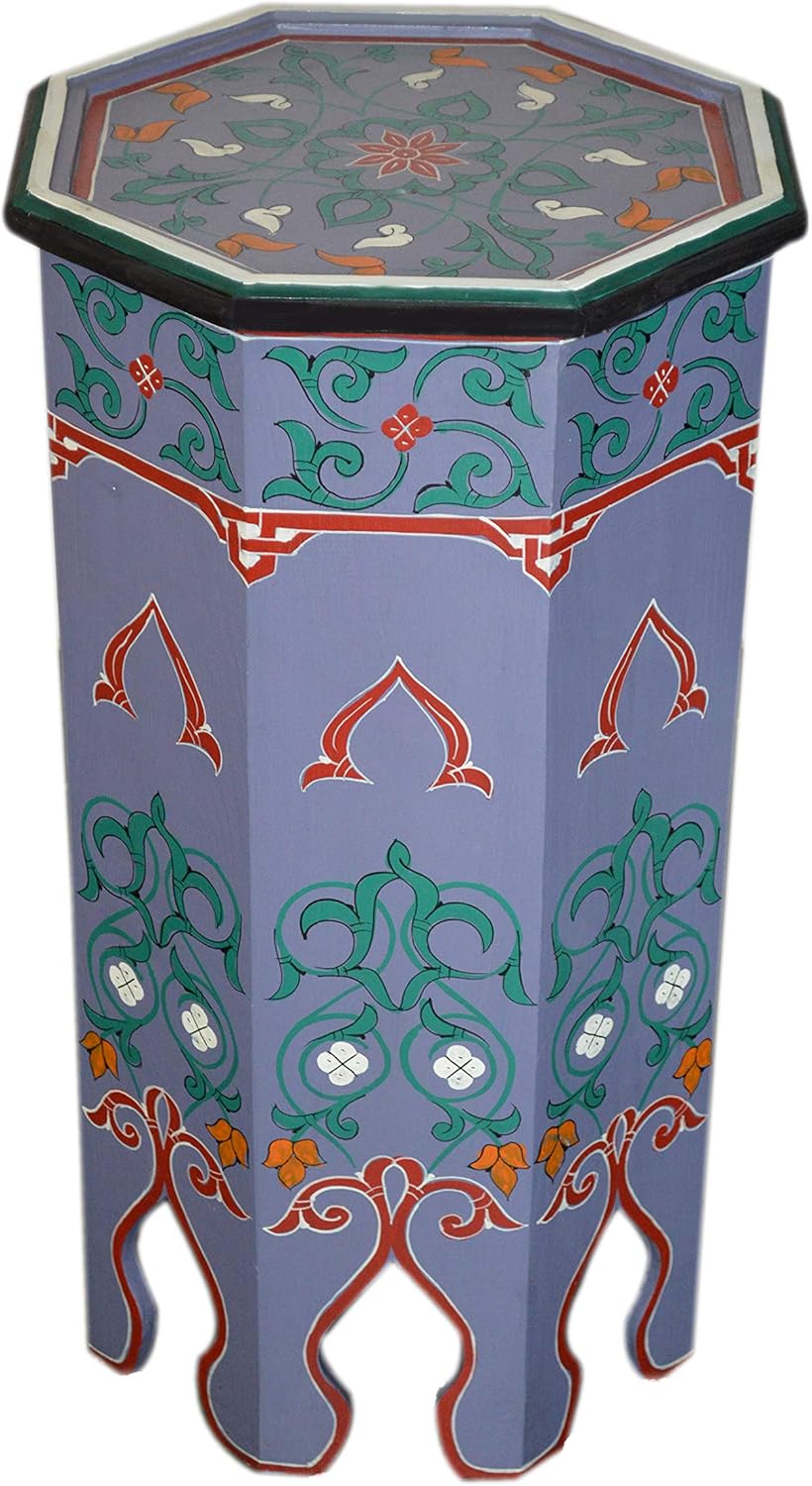 Handmade Wood Table Side Tall Hand Painted Table Q962548