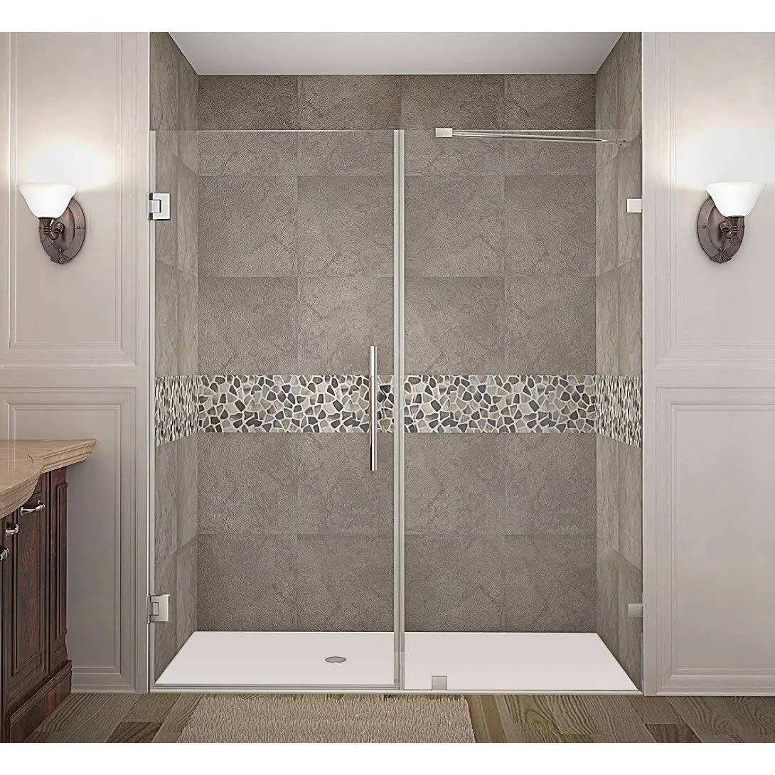 Frameless Hinged Shower Door, Stainless Steel, 69-in L x 72-in H H274673