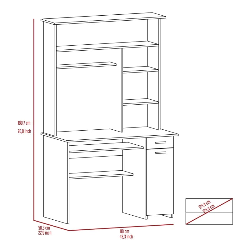 Gray Engineered Wood Hutch Desk C12484