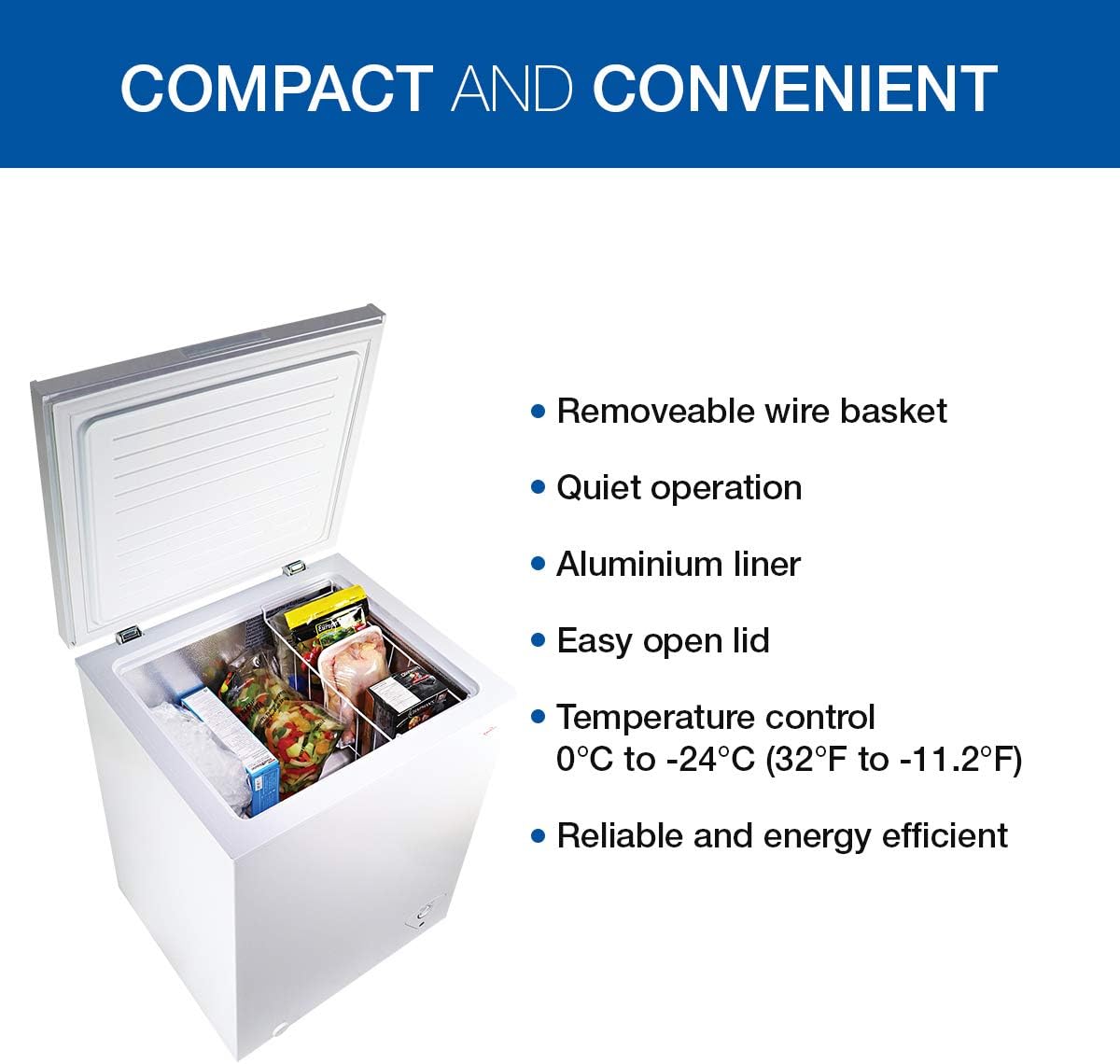 Compact Chest Freezer with Flip-Up Lid, 3.5 Cubic Feet Capacity J3812