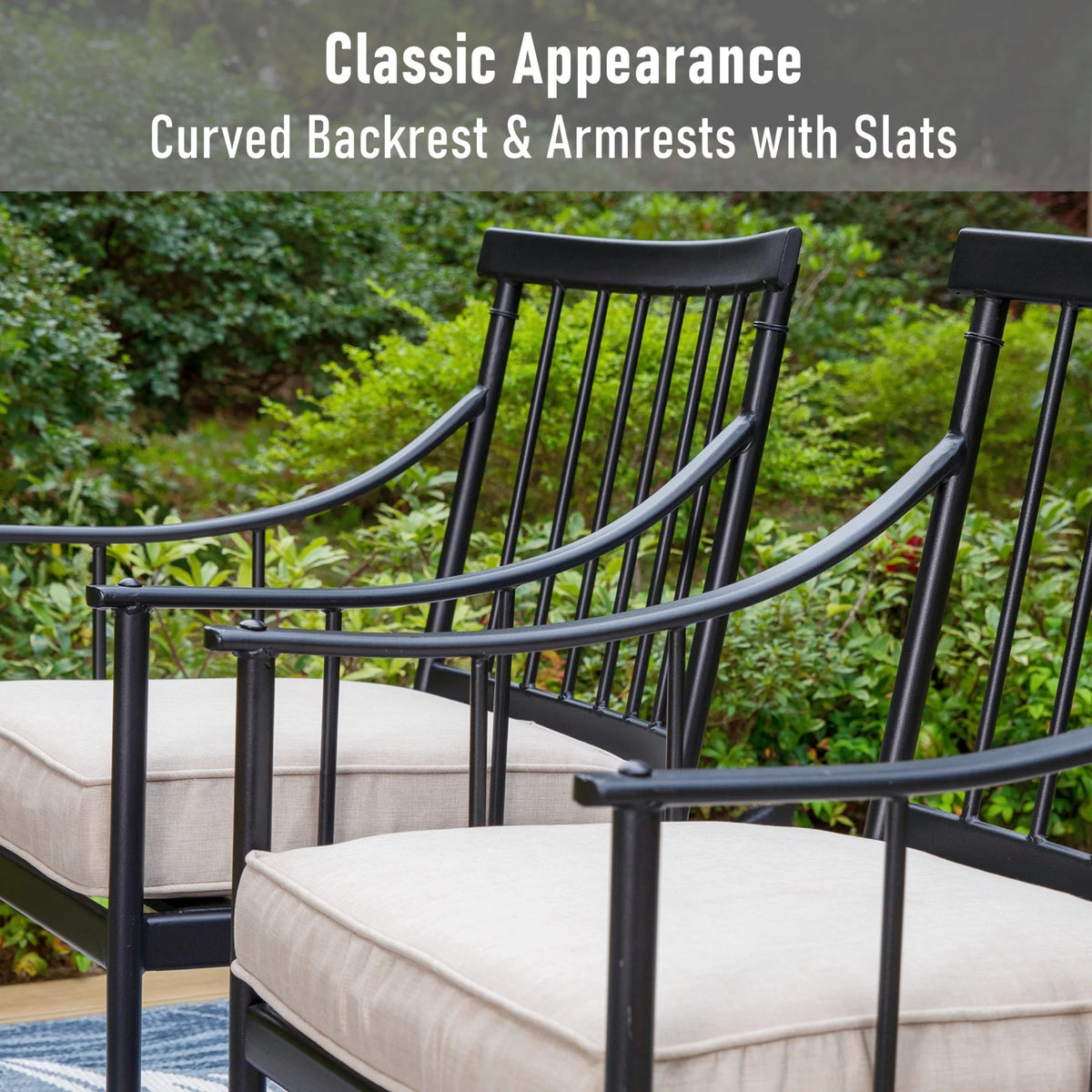 5-Piece Outdoor Dining Set with Cushioned Armchairs & Square Table A561028