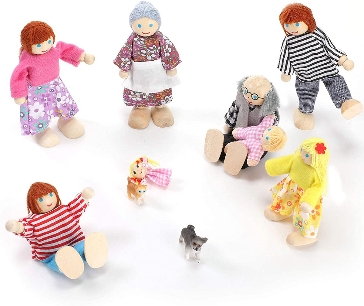 6 Pcs Wooden Dollhouse Family Set Mini People Figures G937