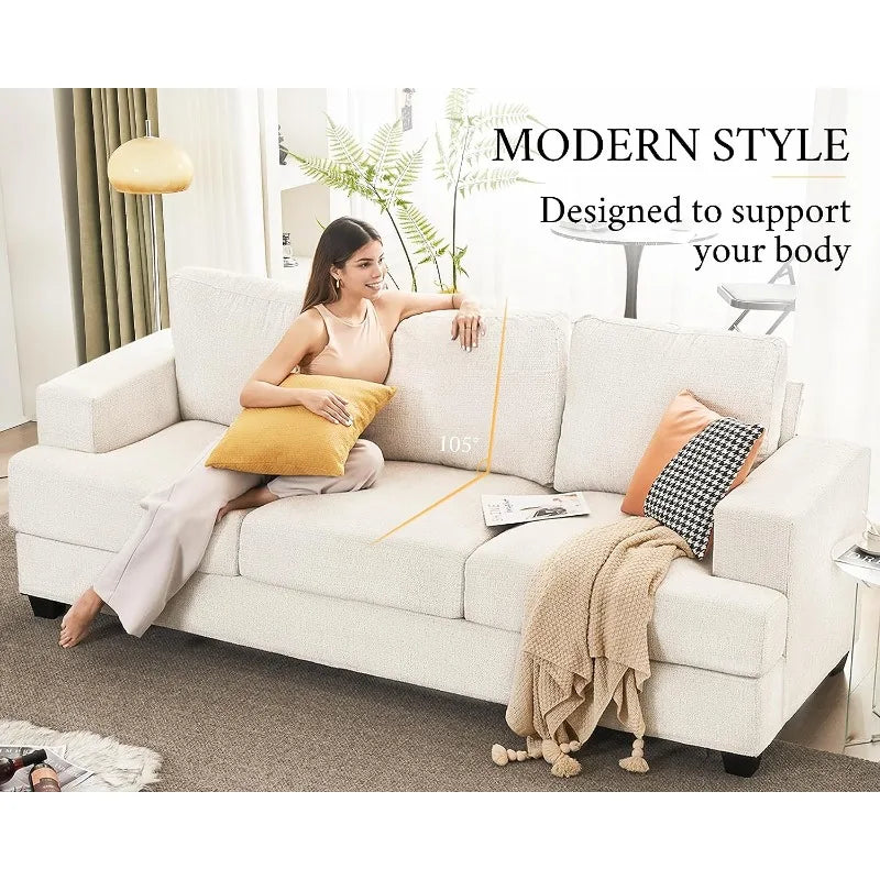 Beige Chenille 3 Seater Sofa M942290