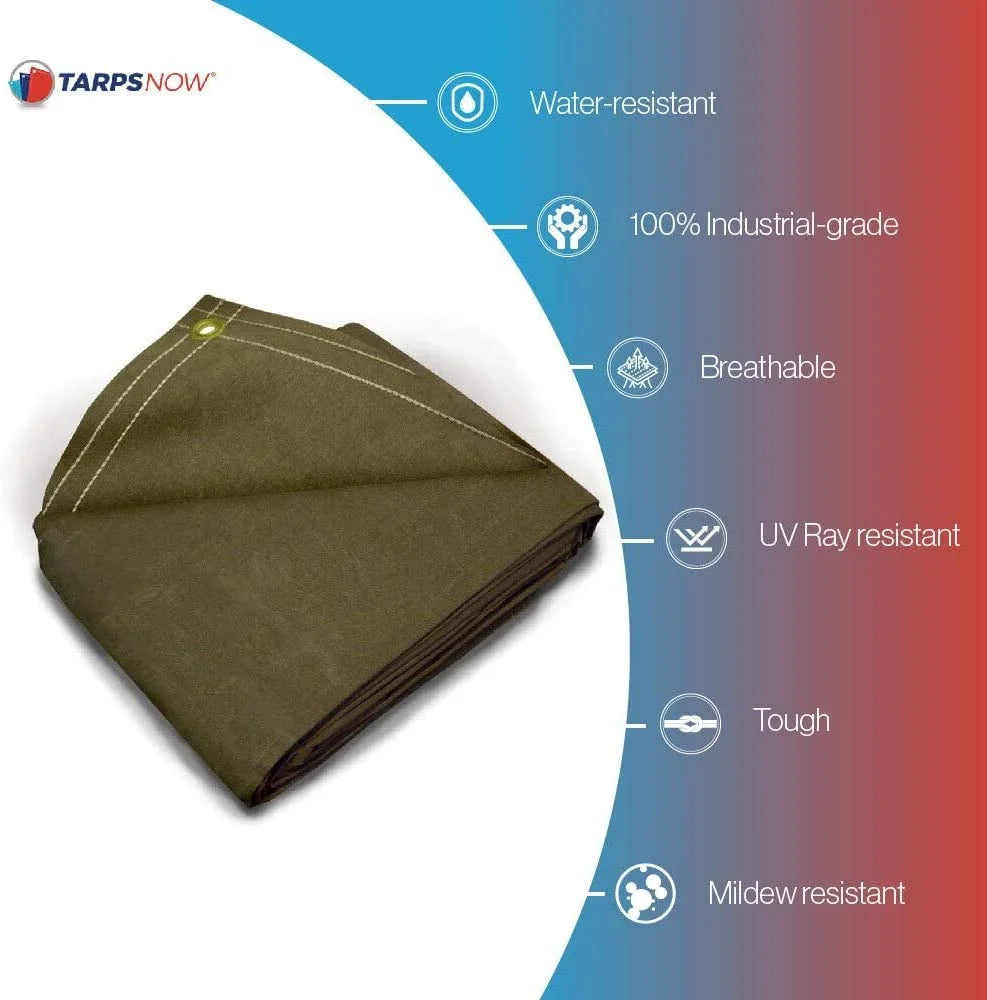 20 Mil Canvas Tarp with Brass Grommet Olive Drab 6'x8' E17298