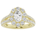 2ct Lab-Grown Oval Halo Diamond Engagement Ring 10k Yellow Gold W4188