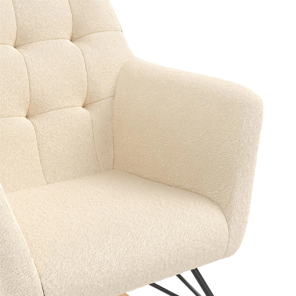 Ivory Boucle Upholstered Nursery Rocker Z204