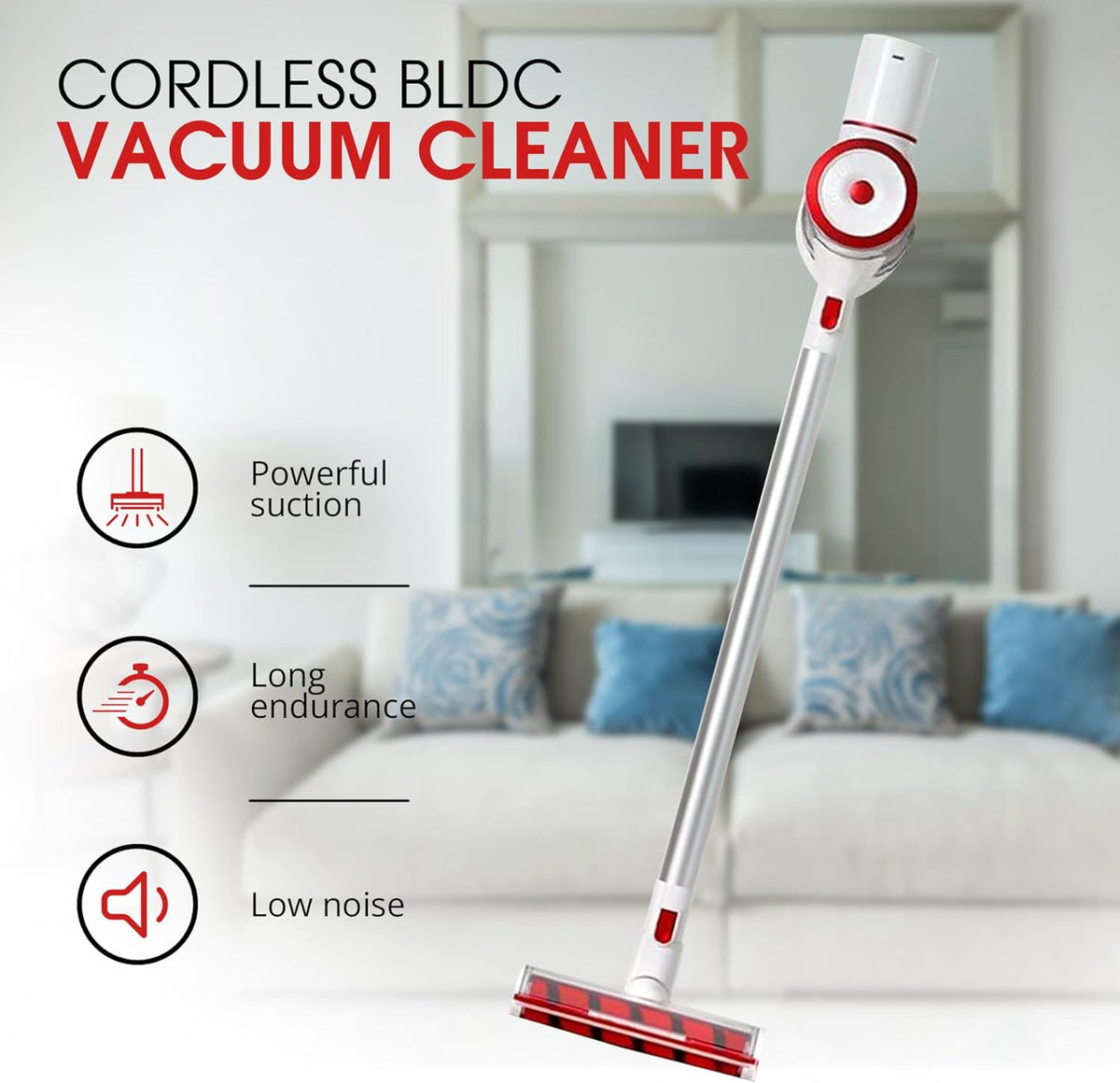 Cordless Stick Vacuum Cleaner 250W 20 KPA Handheld Stick Vacuum C3847