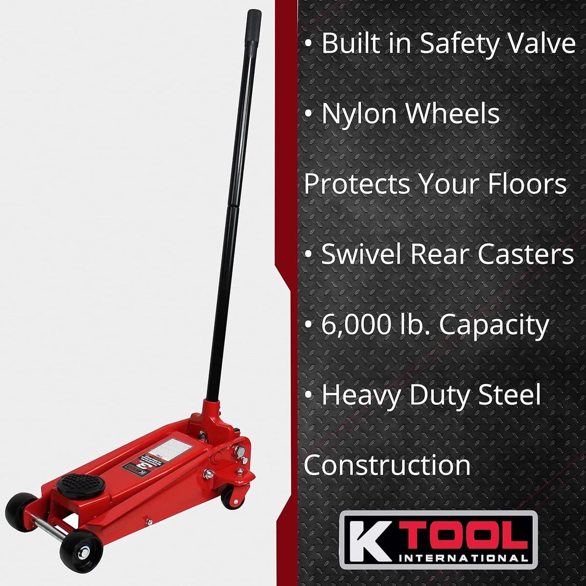 3 Ton Compact Floor Jack with Swivel Rear Casters E15384