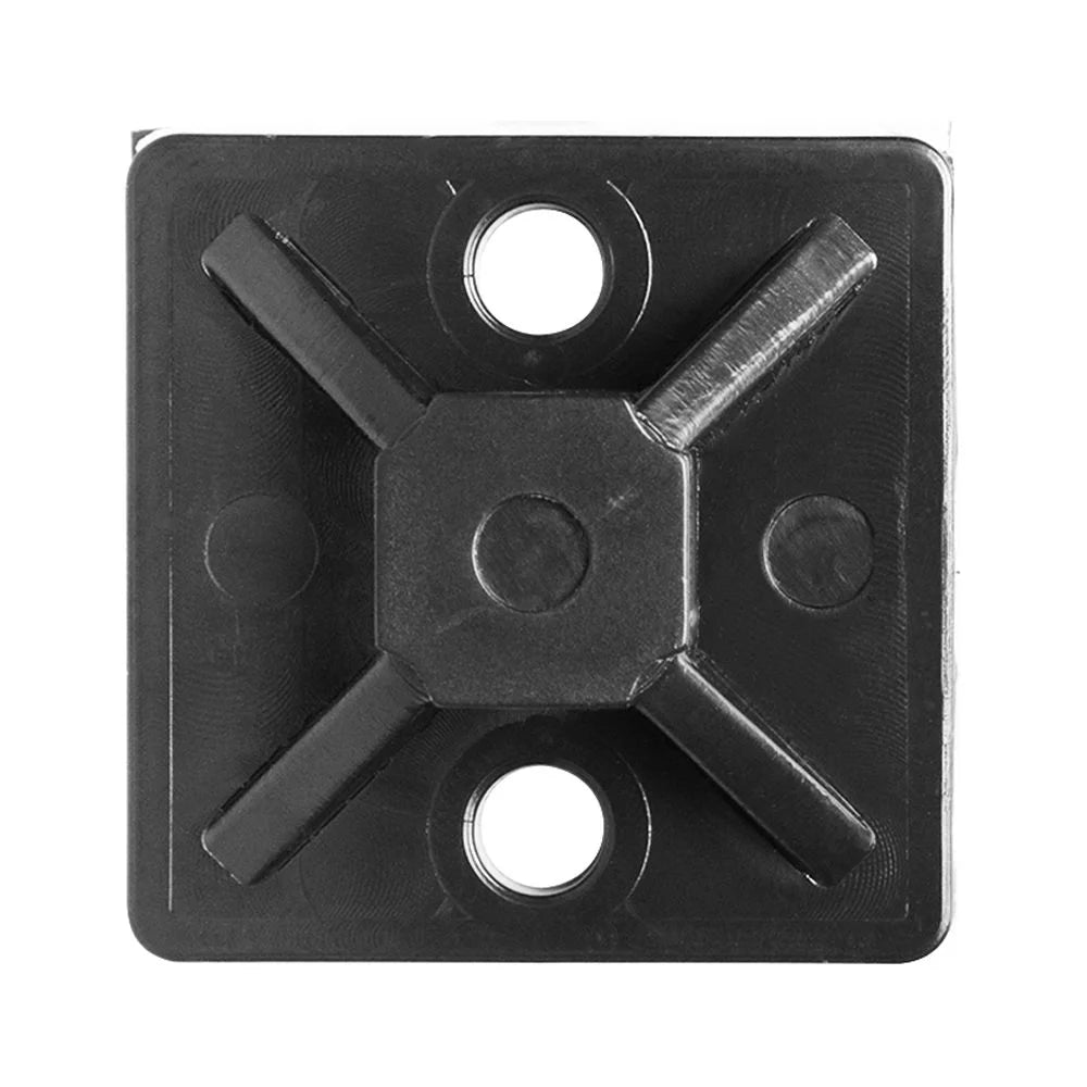 Black Mounting Base for Cable Runs, 100 Pack W595