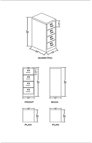 22 Deep 4 Drawer Letter File Cabinet in Putty T482