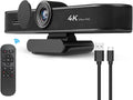 4K Webcam with Microphone and Speaker, 5X Digital Zoom, Privacy Cover, 120° Wide View U404023