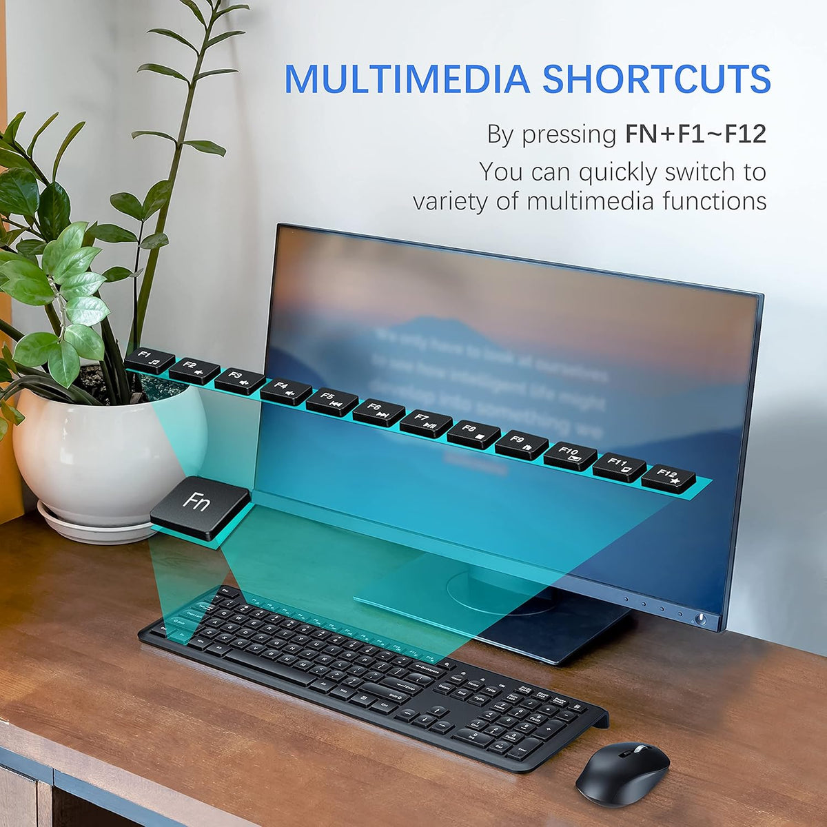 Wireless Silent Keyboard and Mouse Combo with Calculator Button Y907