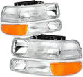 Chrome Housing Clear Lens Headlights with Bumper Lights Assembly Set Pack of 2 S7924
