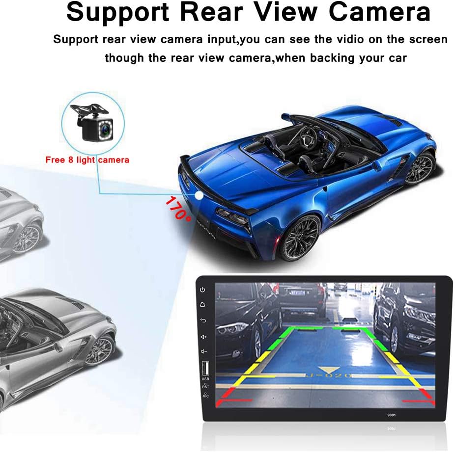 9 Inch Single Din Car Stereo Touch Screen with Mirror Link Backup Camera Bluetooth FM Radio AUX/USB/TF MP3/MP4/MP5 Player T99324
