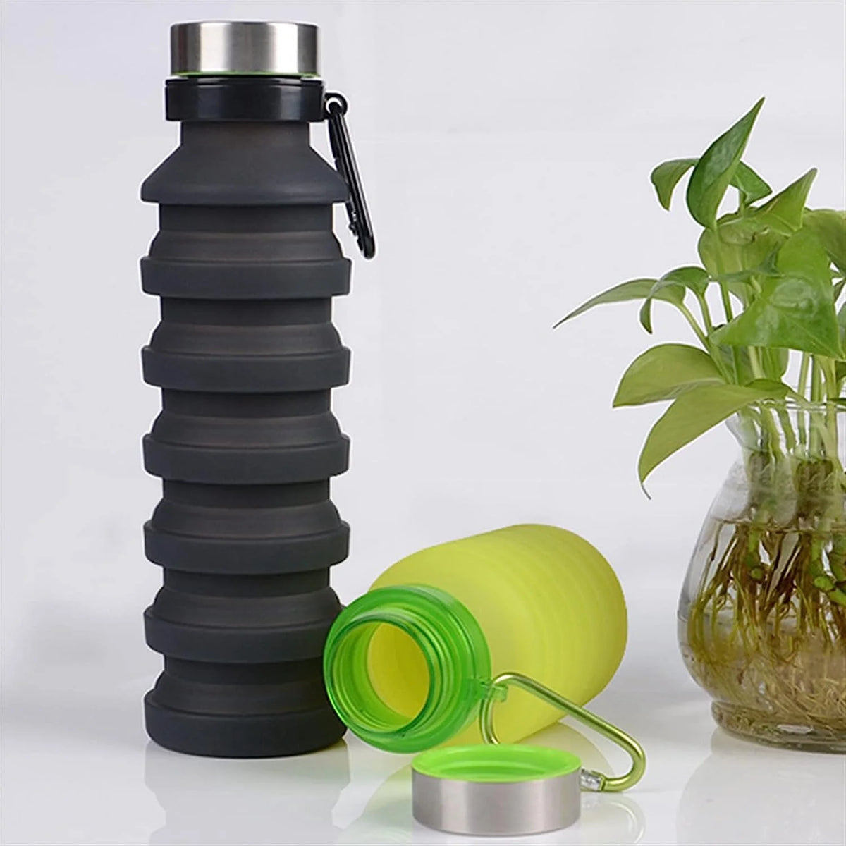 Blue Silicone Collapsible Water Bottle N763