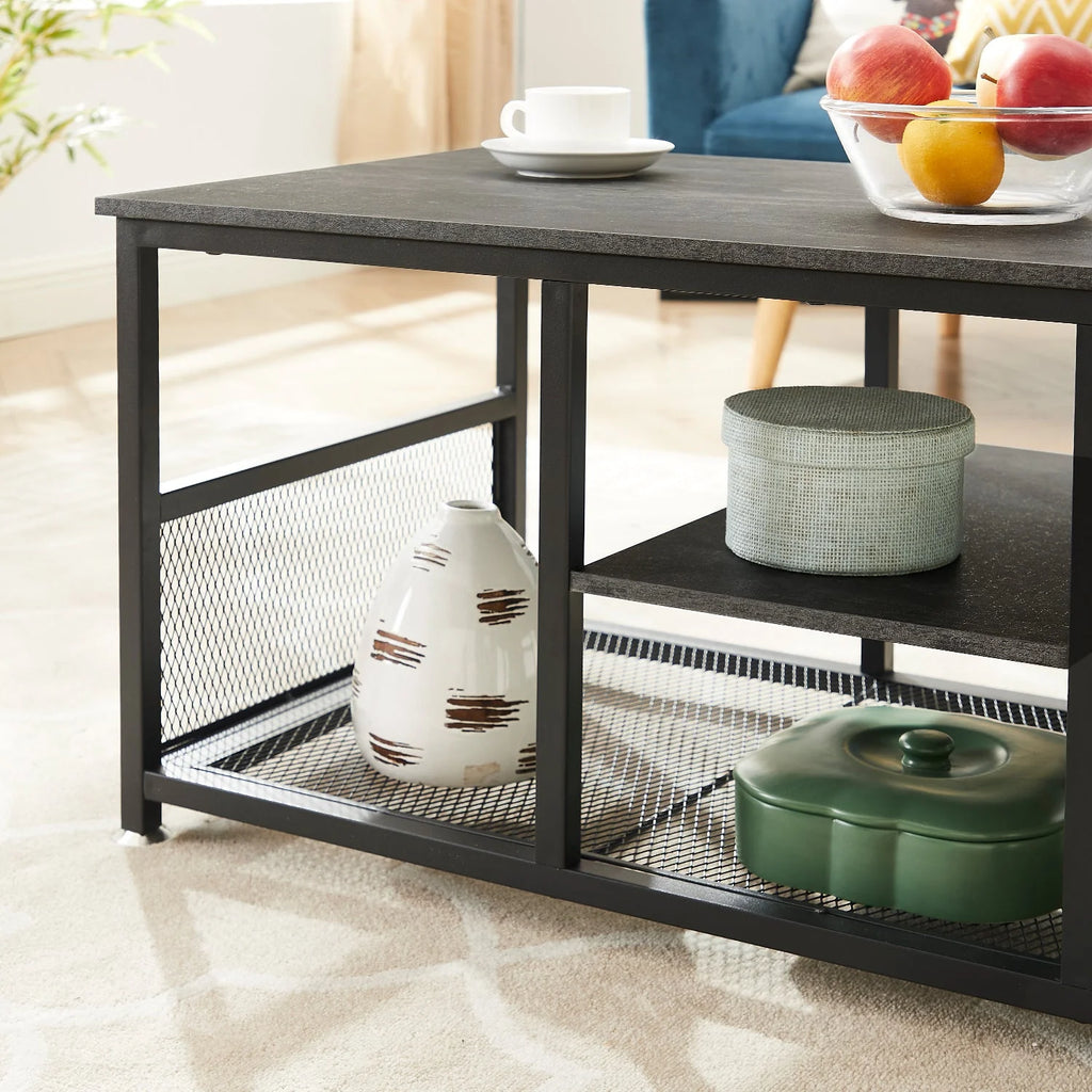 Charcoal Grey Rectangle Coffee Table with Storage Shelf C858835