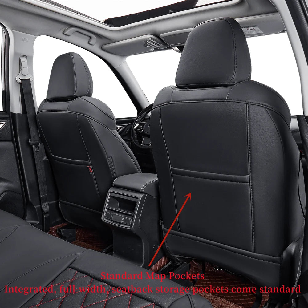 Black/Red Leatherette Full Set Car Seat Covers X4581