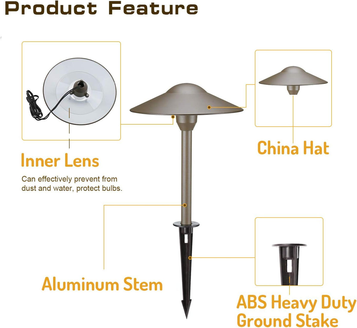 Bronze Cast-Aluminum Outdoor Path Light 8PK O828