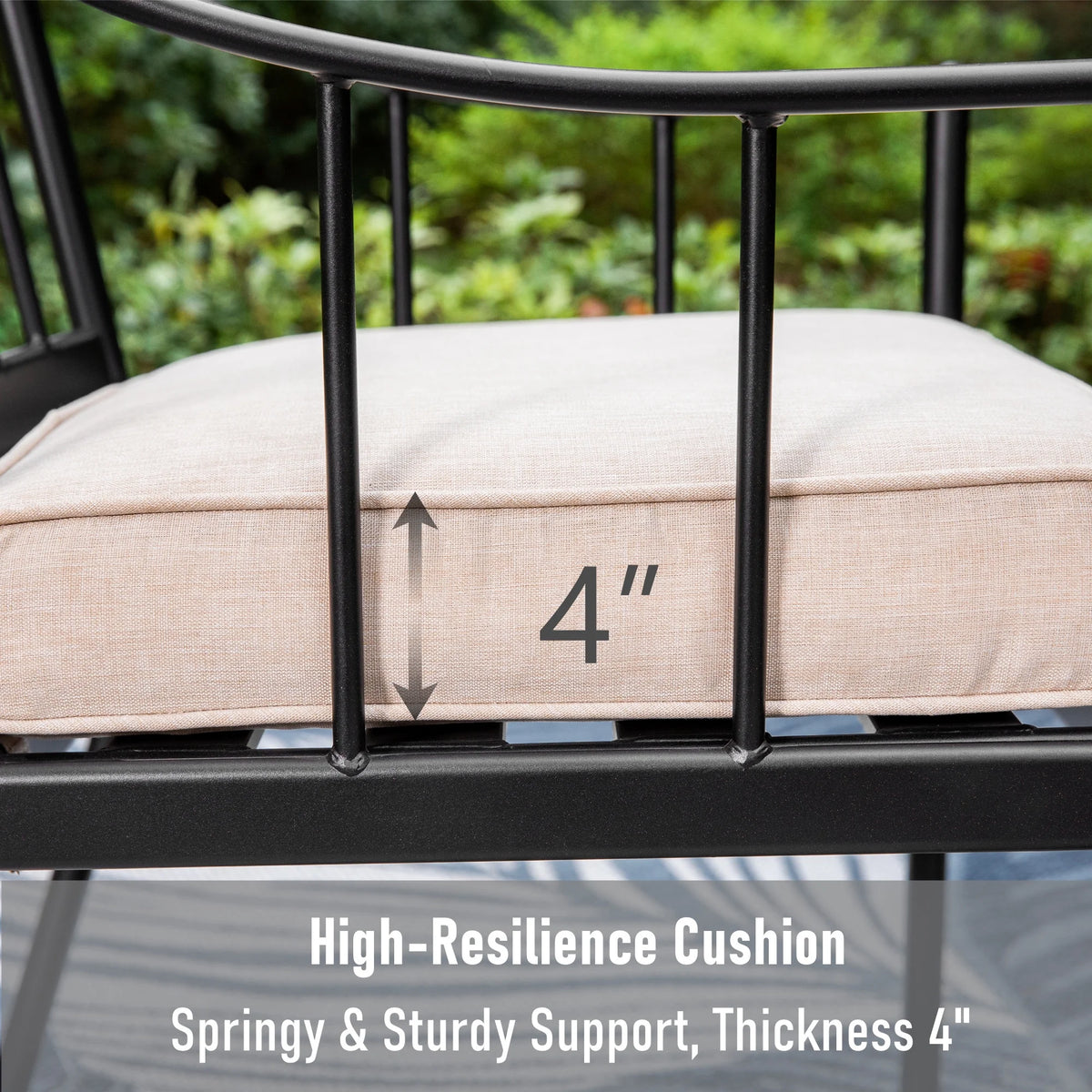 5-Piece Outdoor Dining Set with Cushioned Armchairs & Square Table A561028