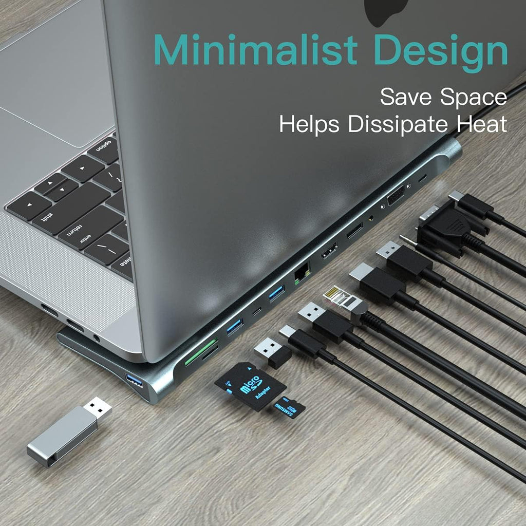 USB C Docking Station 12 Port HDMI Displayport VGA 4K@30Hz I9973